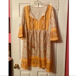 Yellow Floral Boho Dress